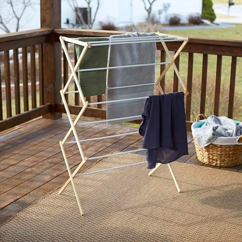 Collapsible wooden laundry drying rack — photo 4