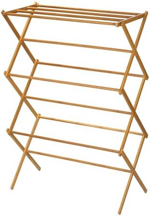 Bamboo folding rack with flat shelf
