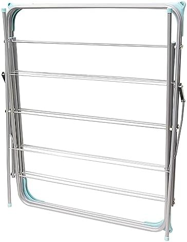 Silver three tier foldable clothes rack — photo 4
