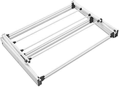 White freestanding three tier accordion rack — photo 3
