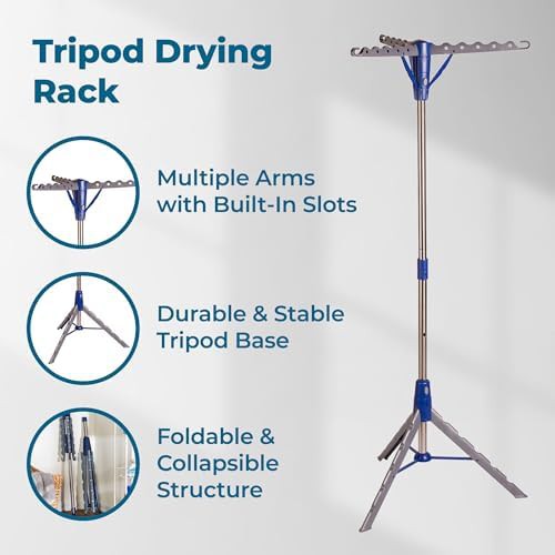 Blue steel tripod laundry stand — photo 4