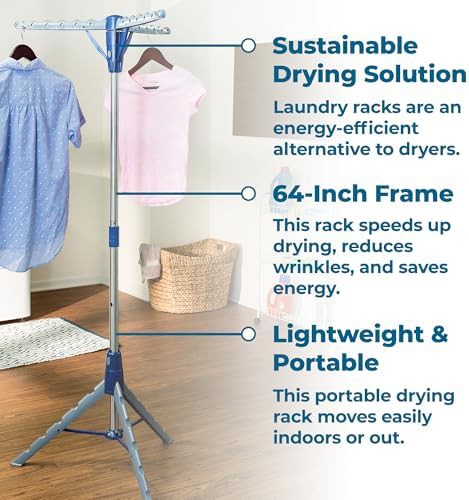 Blue steel tripod laundry stand — photo 5