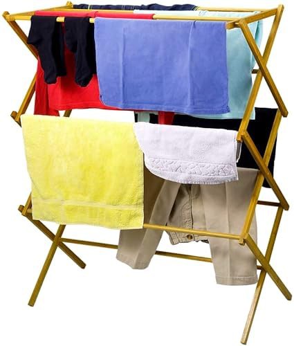 Collapsible Bamboo Wooden Laundry Rack — photo 5