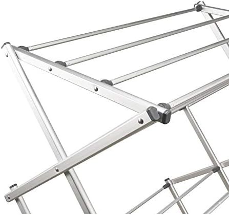 Silver aluminum foldable laundry drying rack — photo 3