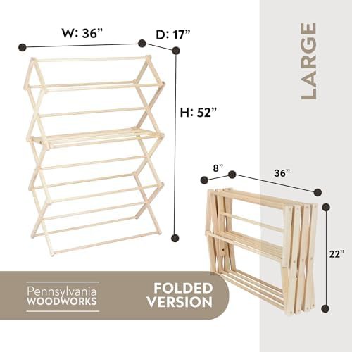 Large maple wood folding laundry rack — photo 4