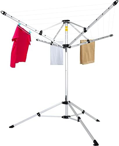 Portable aluminum tripod outdoor clothes airer