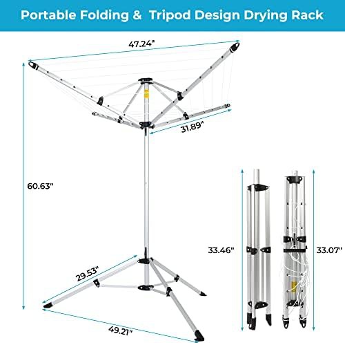Portable aluminum tripod outdoor clothes airer — photo 3