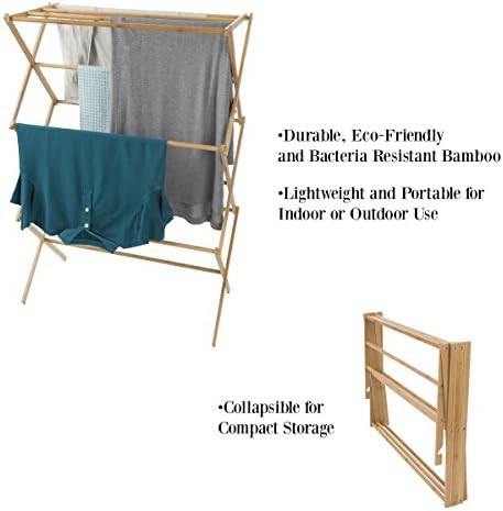 Bamboo accordion style freestanding clothes dryer — photo 3