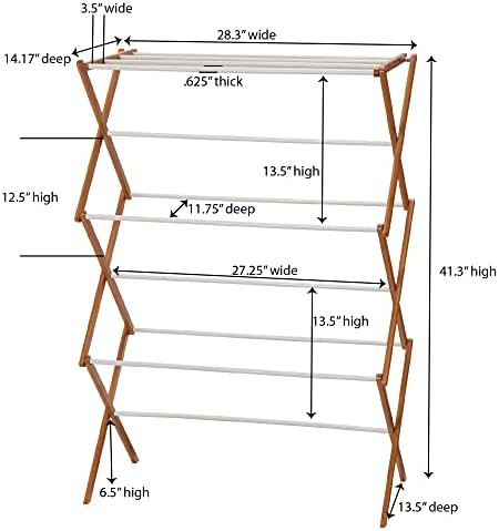 White bamboo folding rack with drying shelf — photo 3