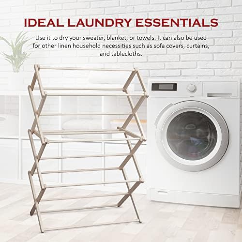 Large wooden folding laundry drying rack — photo 3