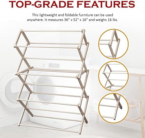 Large wooden folding laundry drying rack — photo 4