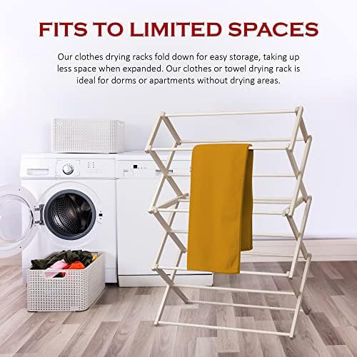 Large wooden folding laundry drying rack — photo 5