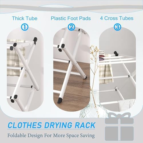 White accordion folding laundry rack — photo 4