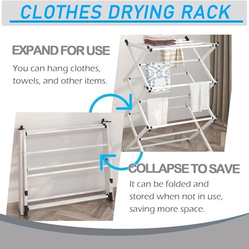 White accordion folding laundry rack — photo 5