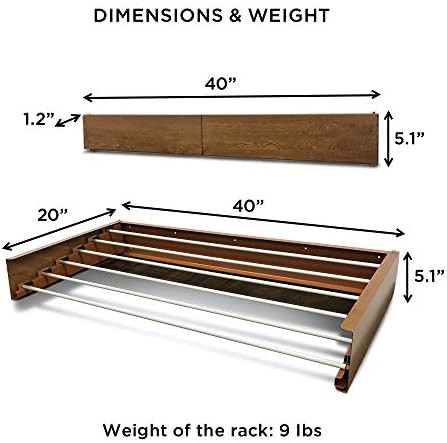 Wood look retractable laundry drying rack 40 inch — photo 5