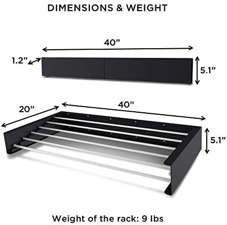 White wall mounted retractable drying rack 40 inch — photo 4