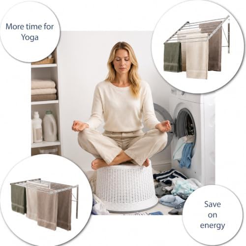 Wall mounted folding laundry rack 30 in wide — photo 5