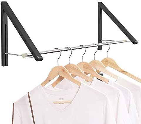 Black retractable wall rack with rod