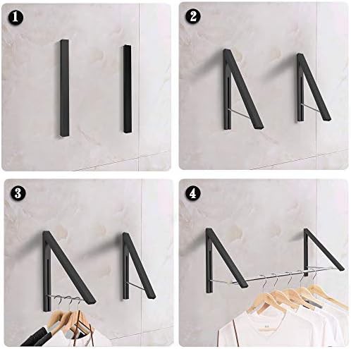 Black retractable wall rack with rod — photo 3
