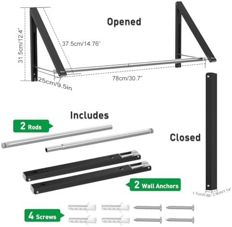 Black retractable wall rack with rod — photo 5