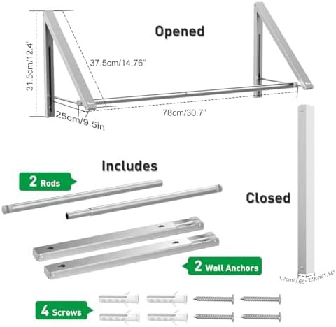 Silver aluminum wall rack with rod — photo 5