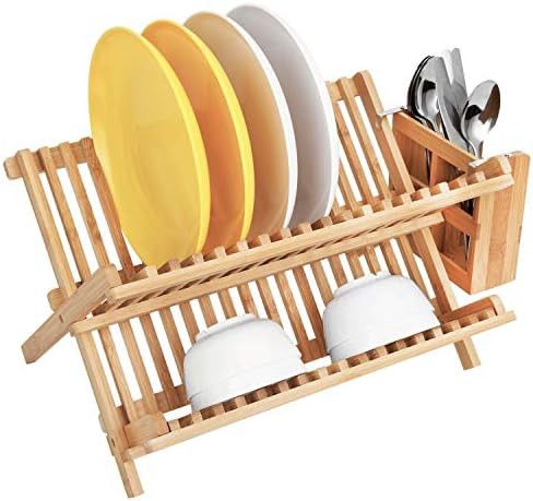 Bamboo two tier foldable dish rack — photo 5