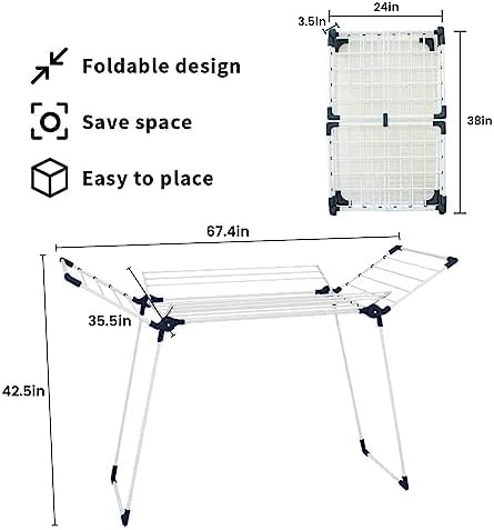 Grey gullwing adjustable folding laundry rack — photo 4
