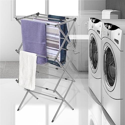 Three tier expandable grey metal drying rack — photo 5