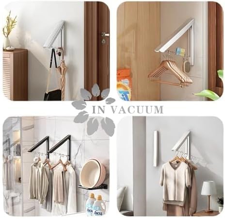 Wall mounted retractable aluminum laundry rack — photo 5