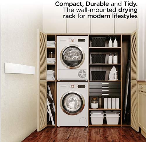 White wall mounted retractable drying rack 28 inch — photo 3