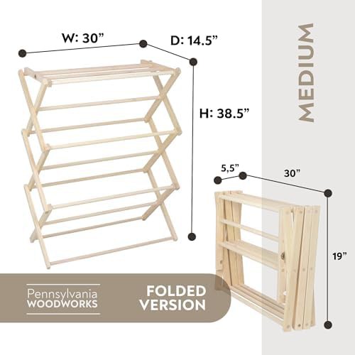 Medium maple wood freestanding drying rack — photo 5