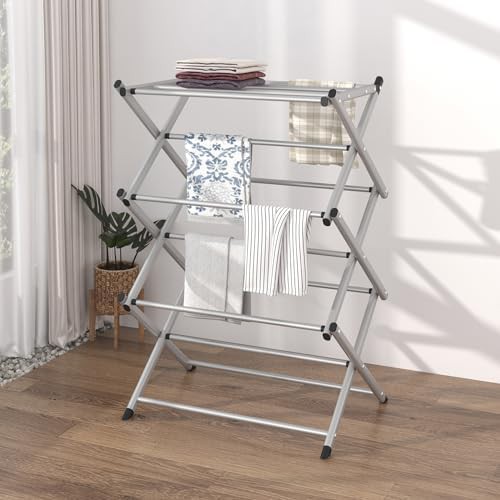 Grey freestanding accordion towel rack — photo 3