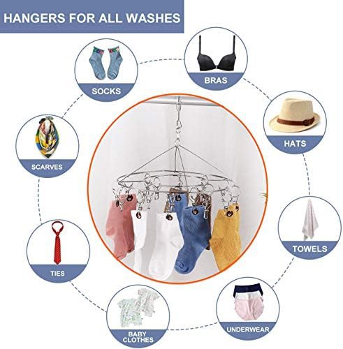 Round stainless hanging rack with clips — photo 3