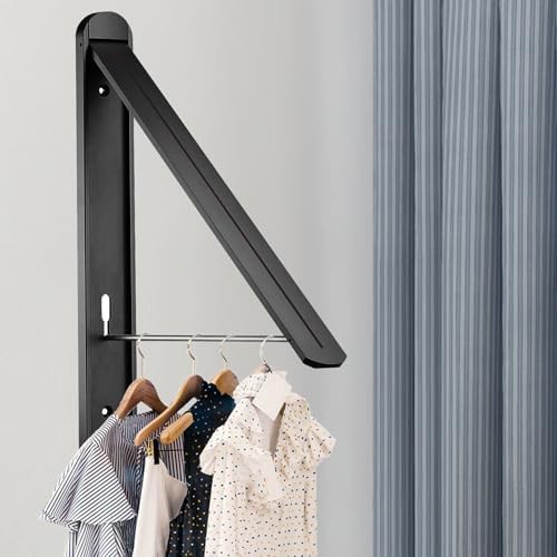 Black stealth folding wall clothes rack — photo 3