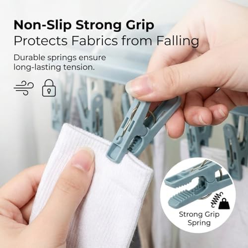 Light blue folding hanger with 32 clips — photo 5