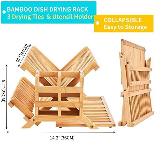 Large wooden folding dish drying holder with grid — photo 5
