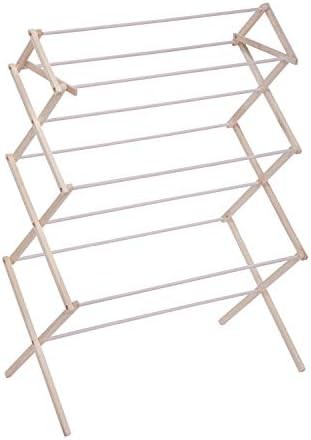 Compact folding wooden and white rack