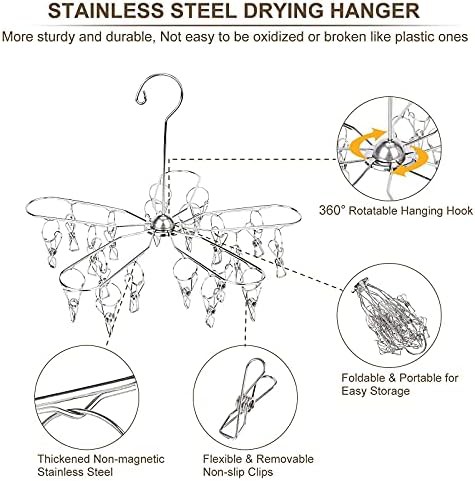 Stainless steel folding rack with 20 clips — photo 5