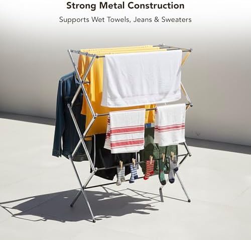 Chrome metal portable folding laundry rack — photo 3