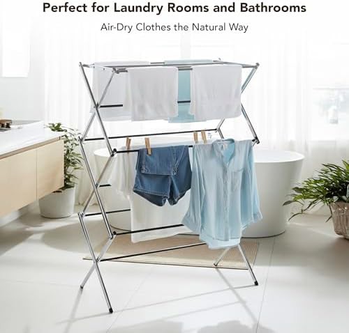 Chrome metal portable folding laundry rack — photo 4