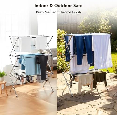Chrome metal portable folding laundry rack — photo 5