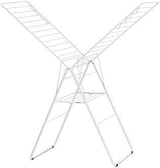 White gullwing folding clothes drying rack — photo 3