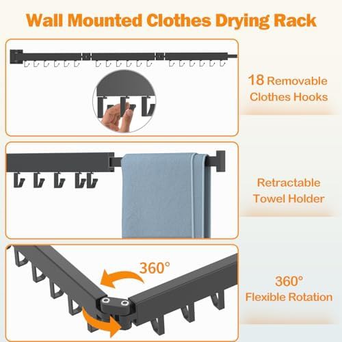Black two fold wall mount rack — photo 3