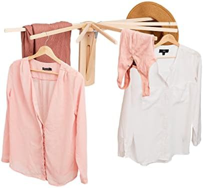 Wall mounted maple wood laundry rack