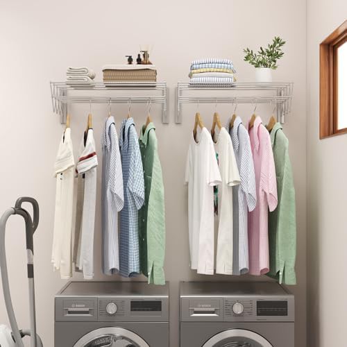 Silver retractable wall mounted laundry rack — photo 4