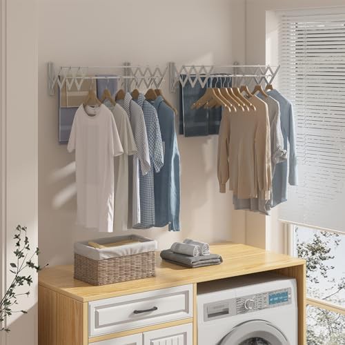 Silver retractable wall mounted laundry rack — photo 5