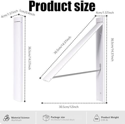 White aluminum wall mounted folding hanger — photo 3