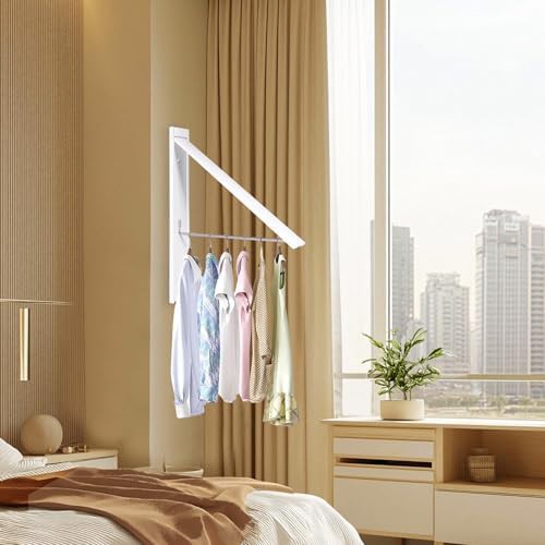 White aluminum wall mounted folding hanger — photo 4