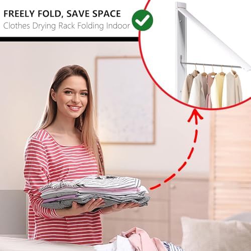 White aluminum wall mounted folding hanger — photo 5