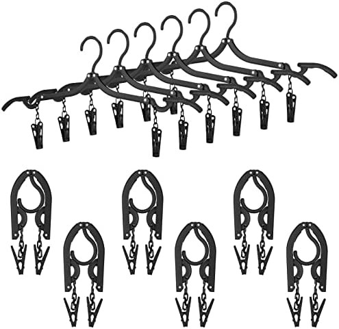 Twelve pack black folding travel hangers